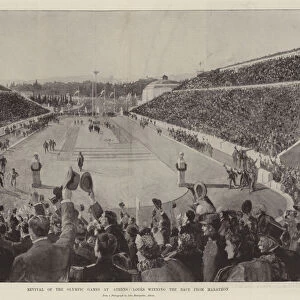 Revival of the Olympic Games at Athens, Loues winning the Race from Marathon (litho)