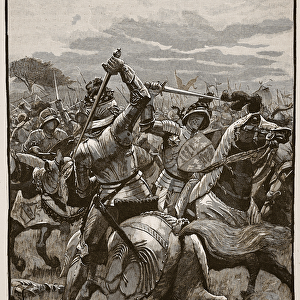 Richard III at the Battle of Bosworth, illustration from Cassell