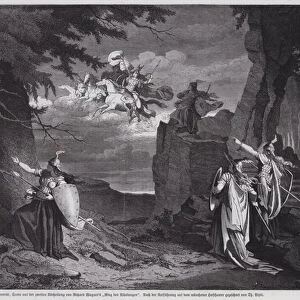 The Ride of the Valkyries, scene from Die Walkure, the second opera of Richard Wagners Der Ring des Nibelungen, performed at the National Theatre, Munich (engraving)