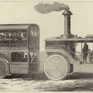 Road steamer and omnibus for the Indian government (engraving)