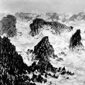 The Rocks of Belle-Ile, 1886 (oil on canvas) (b / w photo)