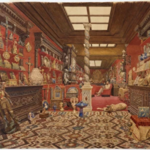 A Room in Alexander Basilewskys Residence in Paris, 1870 (w / c on paper)