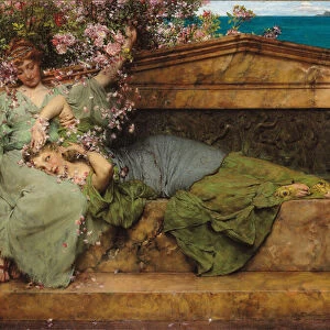 In a Rose Garden, (oil on panel)