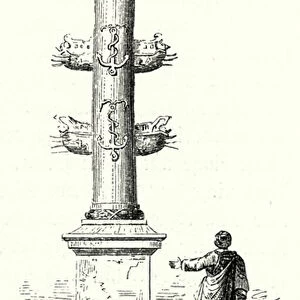 Rostral column of Gaius Duilius, commemorating the Roman naval victory over the Carthaginians at the Battle of Mylae in 260 BC (engraving)
