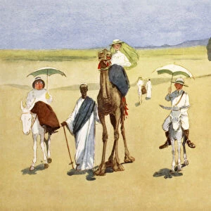 Round the Pyramids, from The Light Side of Egypt, 1908 (colour litho)