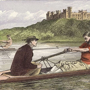 Rowing (coloured engraving)
