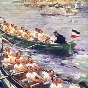 Rowing race between British and Germans