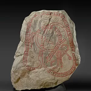 Rune stone with red inscription, c. 787-1100 (stone)