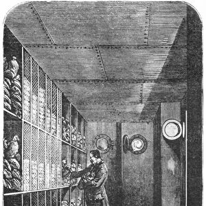 Safes at the Bank of France in Paris, 1897 (engraving) (b / w photo)