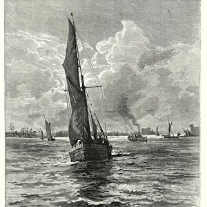 A Sailing Barge on the Thames (engraving)