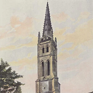 Saint-Emilion, Clocher au-dessus de l Eglise monolithe (colour photo)