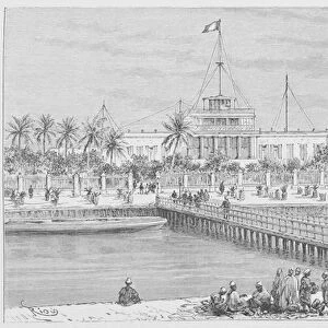 Saint-Louis, view of N Dar, Pont de Guet, illustration from Le Senegal