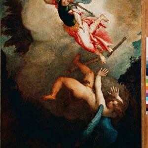 Saint Michael Hunting Lucifer Painting by Lorenzo Lotto (1480-1556) 1551-1555 Sun