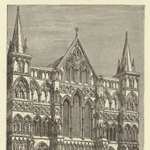 Salisbury Cathedral, the west front restored (engraving)