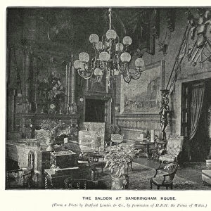 The Saloon at Sandringham House (b / w photo)
