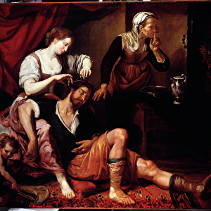 Samson and Dalila (Samson and Delilah) Painting by Domenico Fiasella dit il Sarzana