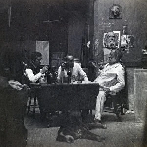 Samuel Murray, Thomas Eakins and William O Donovan in Eakinss Chestnut Street Studio, c