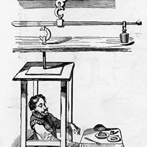 Santorio Santorio sitting in his Balance Machine (engraving)