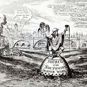 Satirical Cartoon about the Southwark Water Company, 1832 (engraving) (b / w photo)