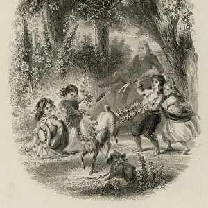 Scene from Ode on Solitude, by Alexander Pope (engraving)