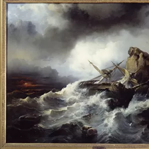 Scene of shipwreck Painting by Philippe Tanneur (1795-1878) 1850 Brest, Musee des Beaux Arts