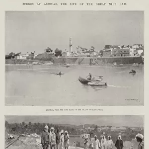 Scenes at Assouan, the Site of the Great Nile Dam (litho)