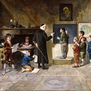The Schoolroom, (oil on canvas)