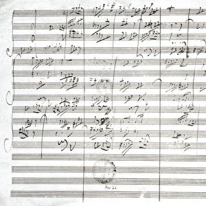 Score for the 3rd Movement of the 5th Symphony (pen & ink on paper) (b / w photo)