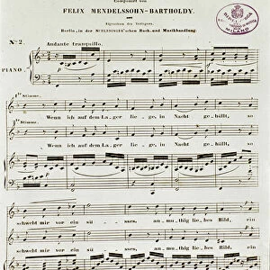 Score page of Abendlied by Felix Mendelssohn (litho)