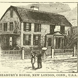Seaburys House, New London, Connecticut, USA (engraving)
