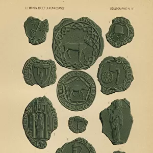 Seals of the guilds of Bruges, 14th Century (chromolitho)
