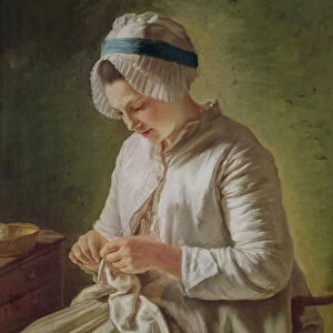 The Seamstress or, Young Woman Working (oil on canvas)
