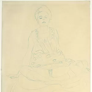Seated half-nude from the front, c. 1907 (pencil on paper)