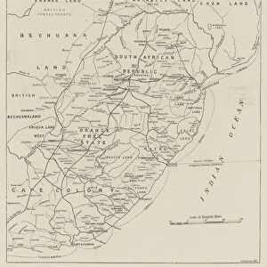 Section of a Map of South Africa, including Pitsani (whence Jameson started), Mafeking, Pretoria, and Johannesburg (engraving)