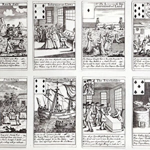 Set of Playing Cards depicting Satirical Scenes of Current Commercial Ventures