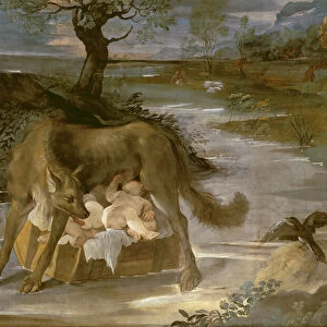 The She-Wolf Suckling Romulus and Remus, from the History of Romulus cycle, c. 1590 (fresco)