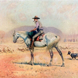 A sheep drover (colour litho)