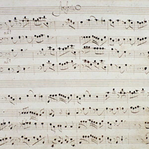 Sheet music page for the opera Mithridate by Giuseppe Aldrovandini (1706)