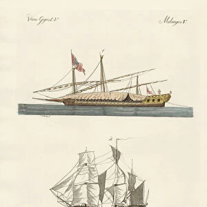 Ships (coloured engraving)