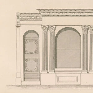 Shop front for Mr Mabers wine and spirit shop, Tyndale Place, Islington (engraving)