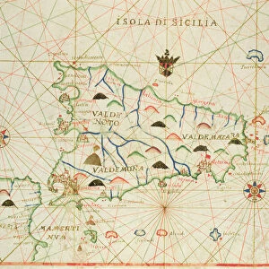 Sicily and the Straits of Messina, from a nautical atlas, 1646 (ink on vellum)