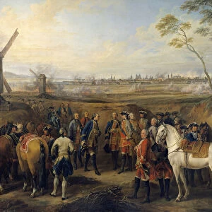 Siege of Tournai, 14 / 05 / 1745 King Louis XV (1740-1774) is accompanied by the Dauphin