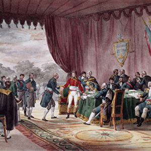 The Signing of the Treaty of Mortefontaine, 30th September 1800 (colour litho)