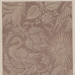 Silk and Gold Tissue, Sicilian, 14th century (colour litho)