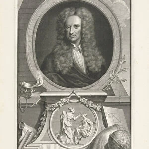 Sir Isaac Newton (1642-1727), English physicist and mathematician, 1742-43 (engraving)