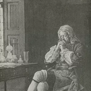 Sir Isaac Newton sits dreaming (litho)