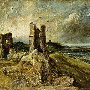 Sketch of Hadleigh Castle (recto) (oil on millboard)