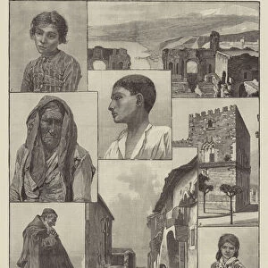 Sketches in Taormina, Sicily (engraving)