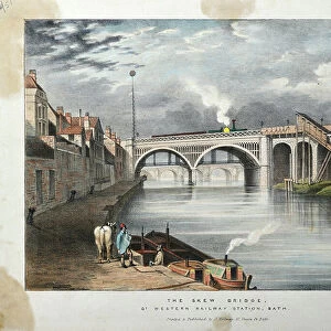 Skew Bridge, Great Western Railway Station, Bath c. 1840-70 (coloured lithograph on paper)