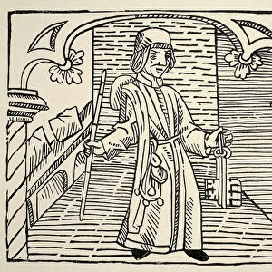 Smith, from Game of Chess by William Caxton, pub. 1480 (woodcut) (sepia photo)